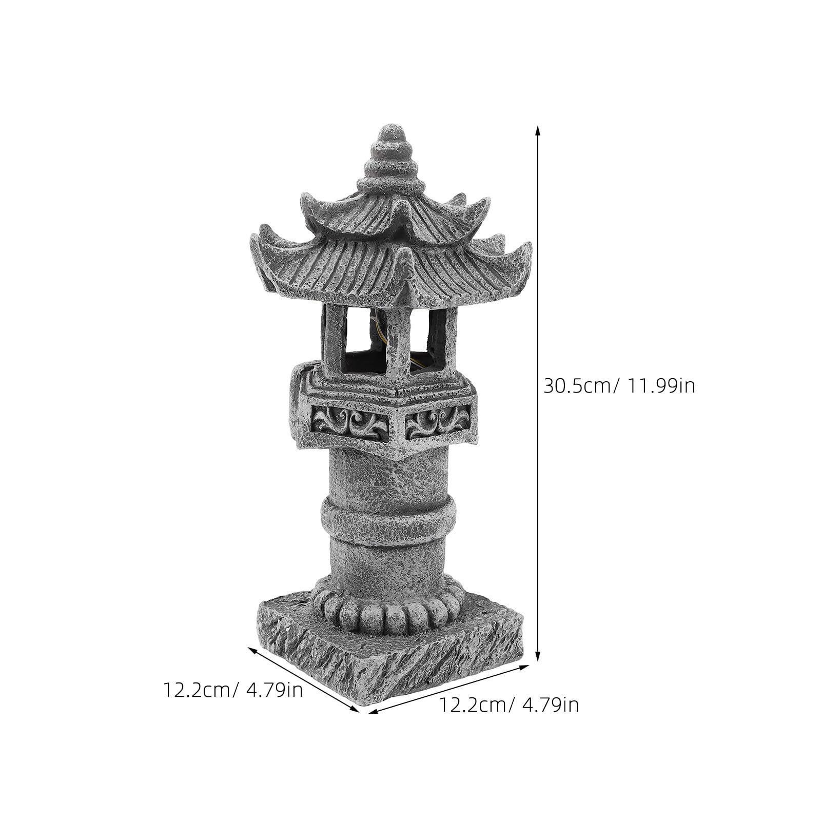 SEWACC Estatua de Jardín Asiática de Resina Diseño Elegante y Resistente Intemperie, Pagoda para Césped y Decoración de Jardín Exterior