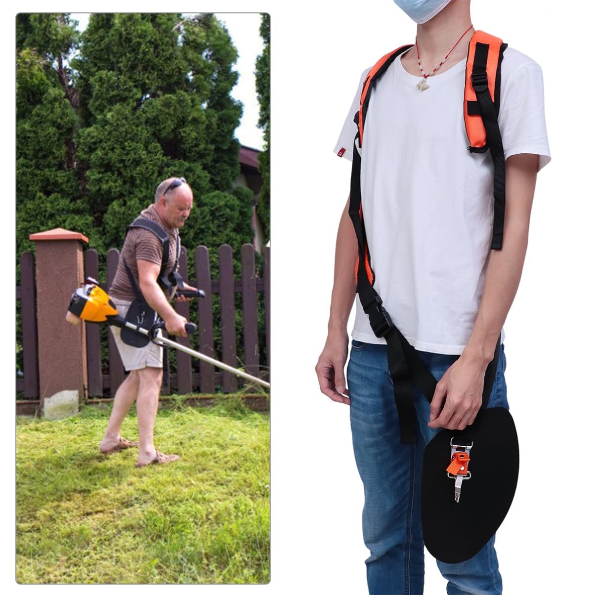 Abaodam Cintura Imbottita per Trimmer con Spallacci Cinghia per Decespugliatore e Pruner Comfort e per La Fatica Spalle Accessorio per Giardinaggio e Taglio