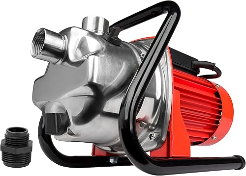 Red Lion RJSE-75SS 614432 - Bomba de riego de acero inoxidable de 115 voltios, 3/4 HP, 11 GPM con cable de 8 pies, color rojo