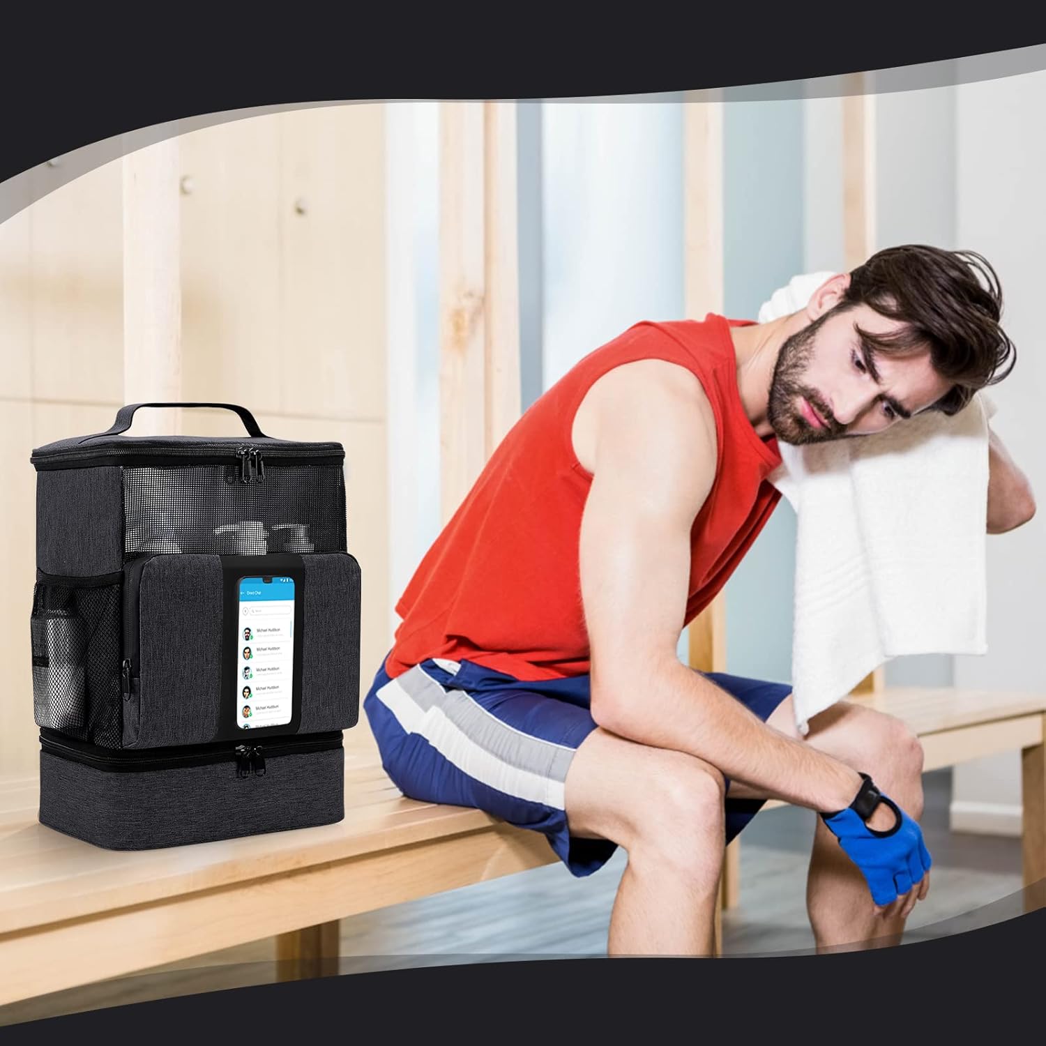 Funambulist Portable Shower Caddy College Dorm Room Essential for Girls and Guys Large-Capacity Hanging Toiletry Bag for Bathroom, Travel, and Gym (Black)