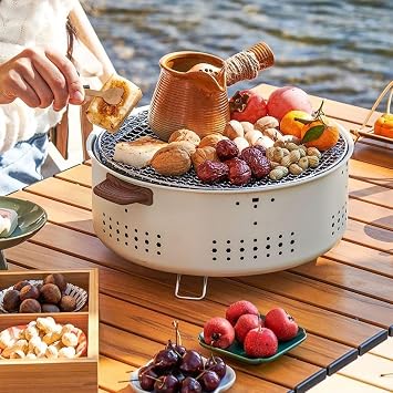 BBQ Grill, Portable Pre-Seasoned Charcoal Grill Stove, Versatile Cooking Methods, Indoor Outdoor Hibachi-Charcoal Grill For Camping Picnic Party(D)
