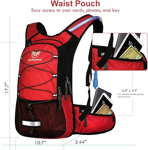 Miniatura 2 de Paquete de hidratación, mochila de hidratación aislada con bolsa de agua de 2 litros sin BPA y almacenamiento, mochila de senderismo para hombres,