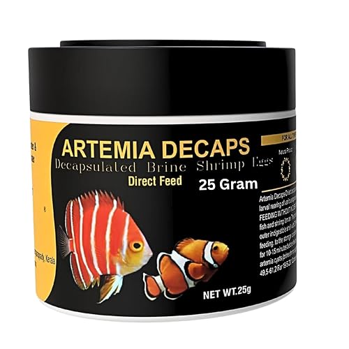 Decap Artemia Cyst 25 Gram, Brine Shrimp Eggs, Artemia Decapsulated Non Hatchable Direct Feed 100% Dry Eggs, High Protein Rich Direct Feed for new Born Baby Fishes