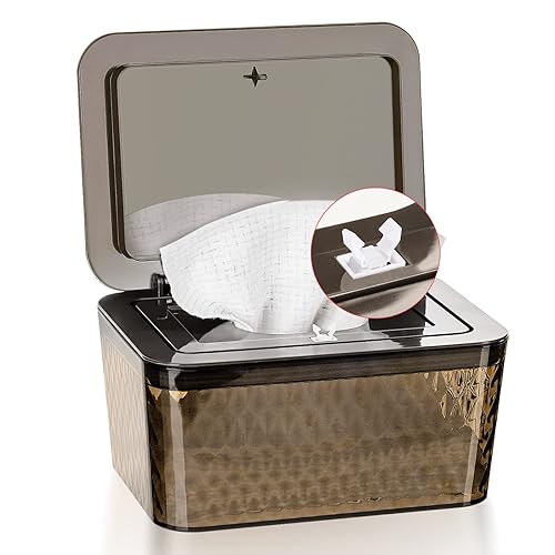 Miniatura 1 de Whiidoom Dispensador de toallitas para bebés, soporte para toallitas a prueba de polvo, apertura con una sola mano con resorte, mantiene las