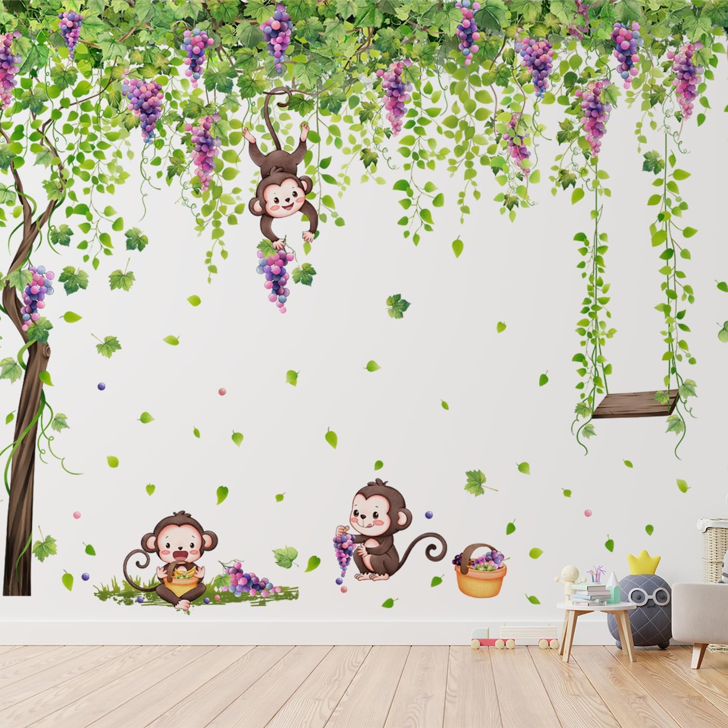 Large Tree Wall Decals Grapevine Wall Stickers 6 Sheets