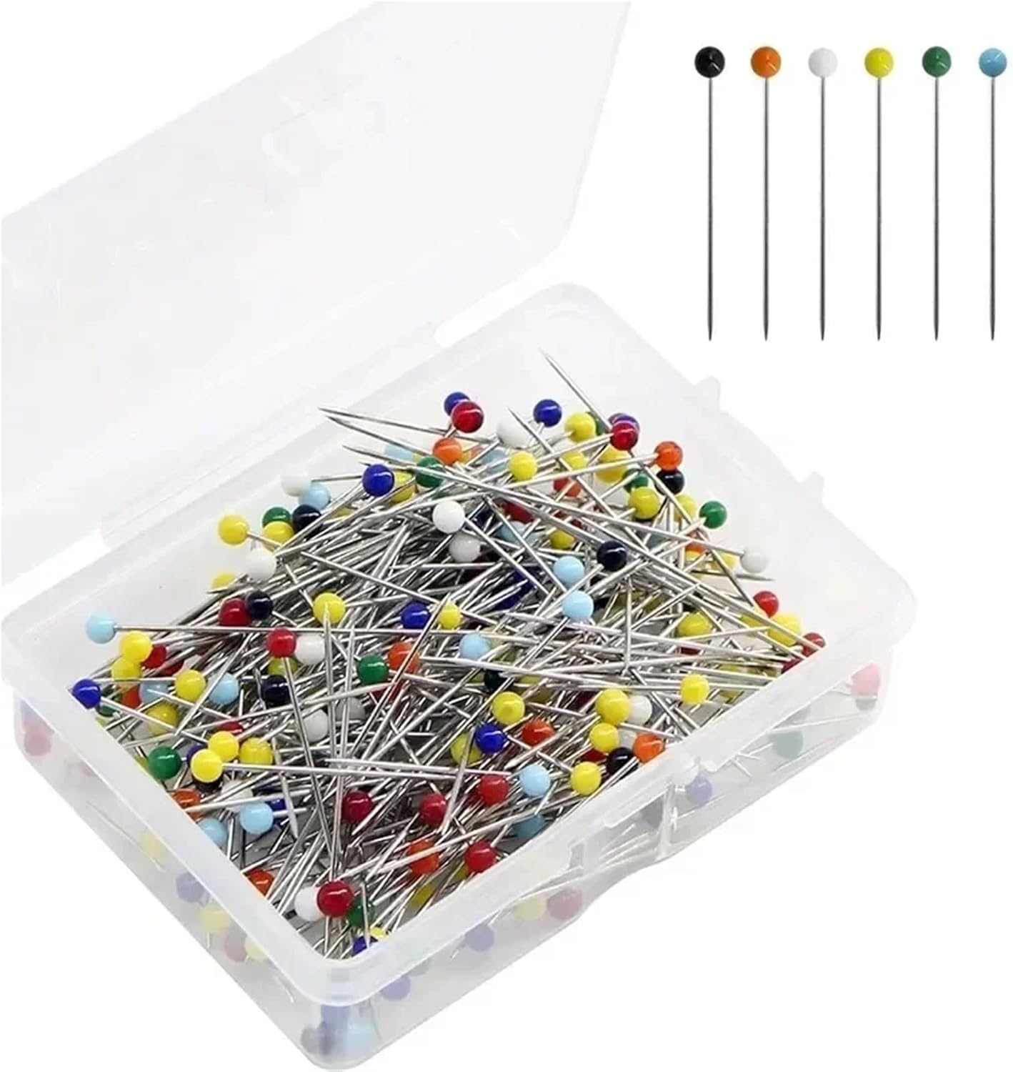 Sewing Pins 2000PCS Colorful Glass Head Pins - Round Straight Push Pins for Dressmaking, DIY Sewing Positioning Needles Accessories for Dressmaker(2000ps White)