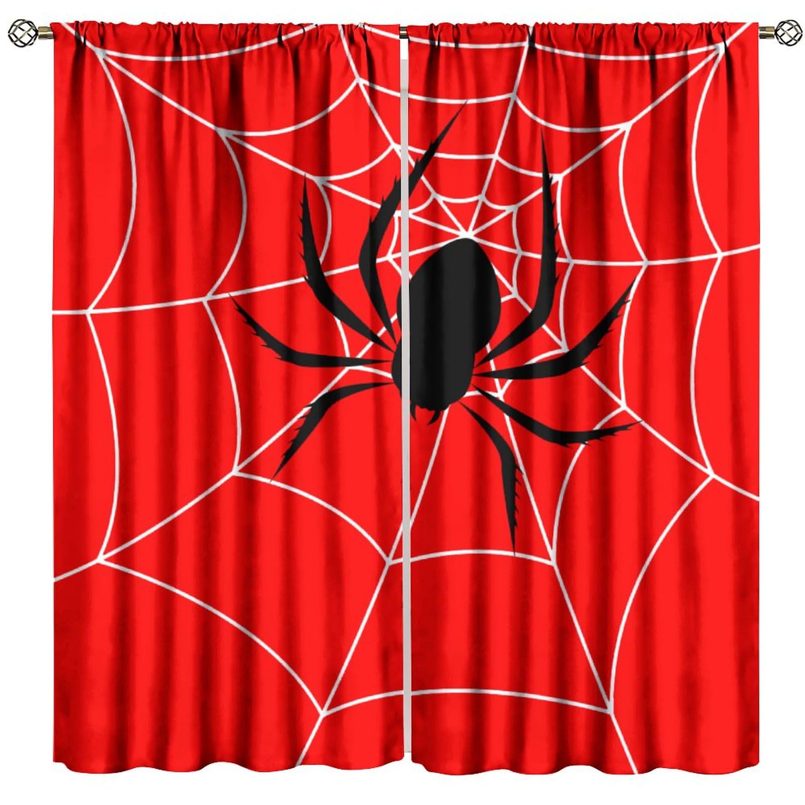 Cortinas rojas de tela de araña de superhéroes para niños, para habitación de adolescentes, dormitorio, sala de juegos, decoración del hogar, juegos de 2 paneles, 42 x 45 pulgadas, estilo de