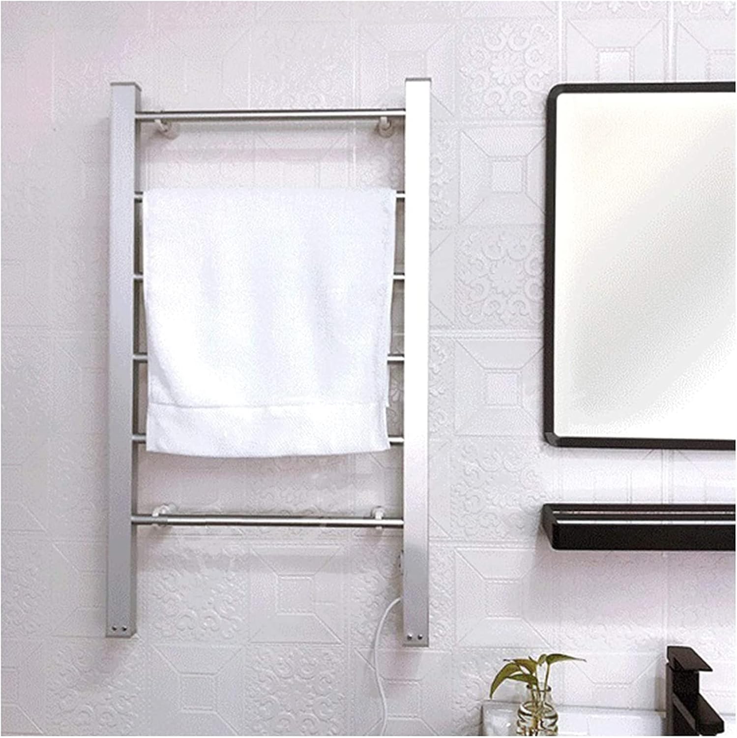 Towel Warmer, Wall Mounted ElectricTowel Stands with Switch, Electric HeatedTowel Warmer Rail Rack with 6 Bars, Floor-Standing Heating and Drying Rack ForTowels and BathTow(
