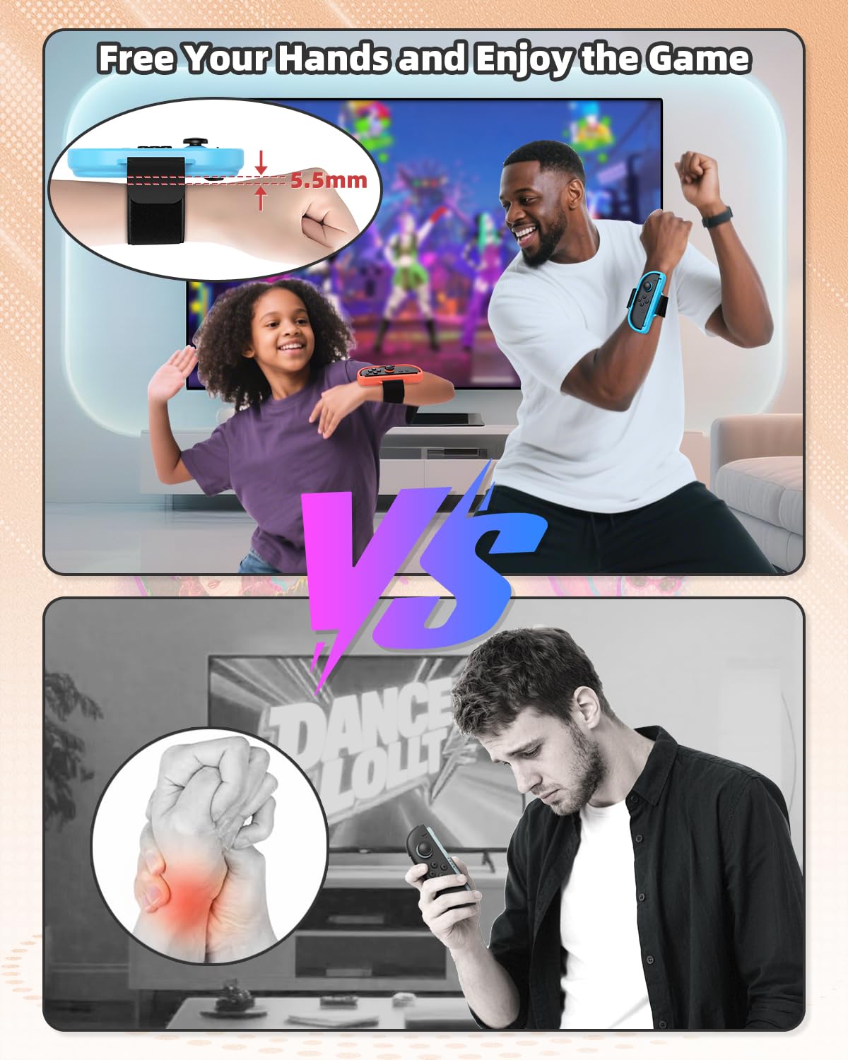 KOVA Armband Straps für Nintendo Switch 2/Switch 1/OLED (Hellblau & Hellrot) für JoyCon 2, Just Dance 2026/2025/2024, Zumba Burn it Up (2 Packungen)