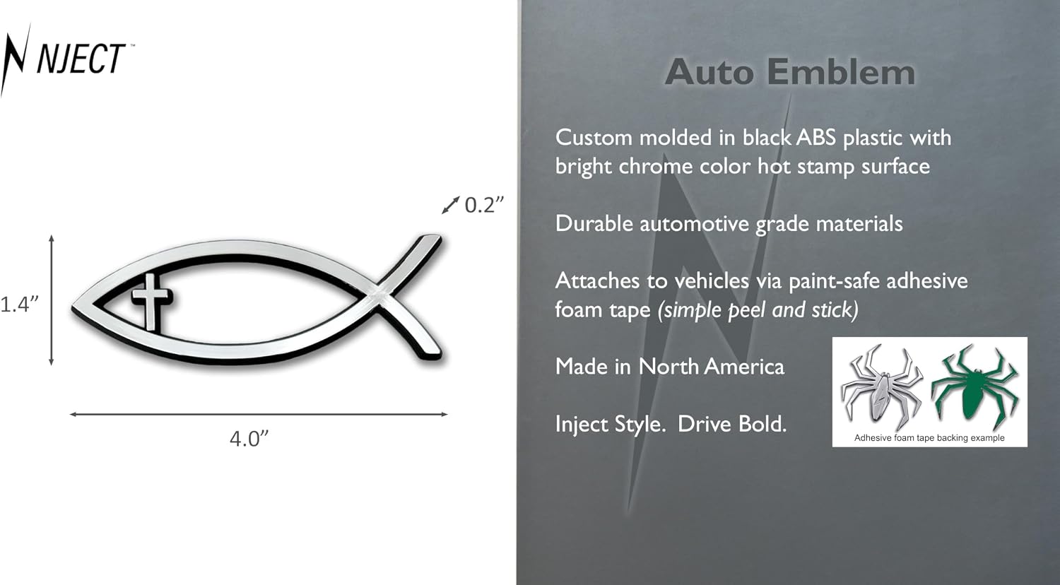 Christian Fish Cross Plastic Chrome Color Emblem for Cars, Trucks, and All Auto | Universal Fit at 1.4” x 4.0” | Weatherproof