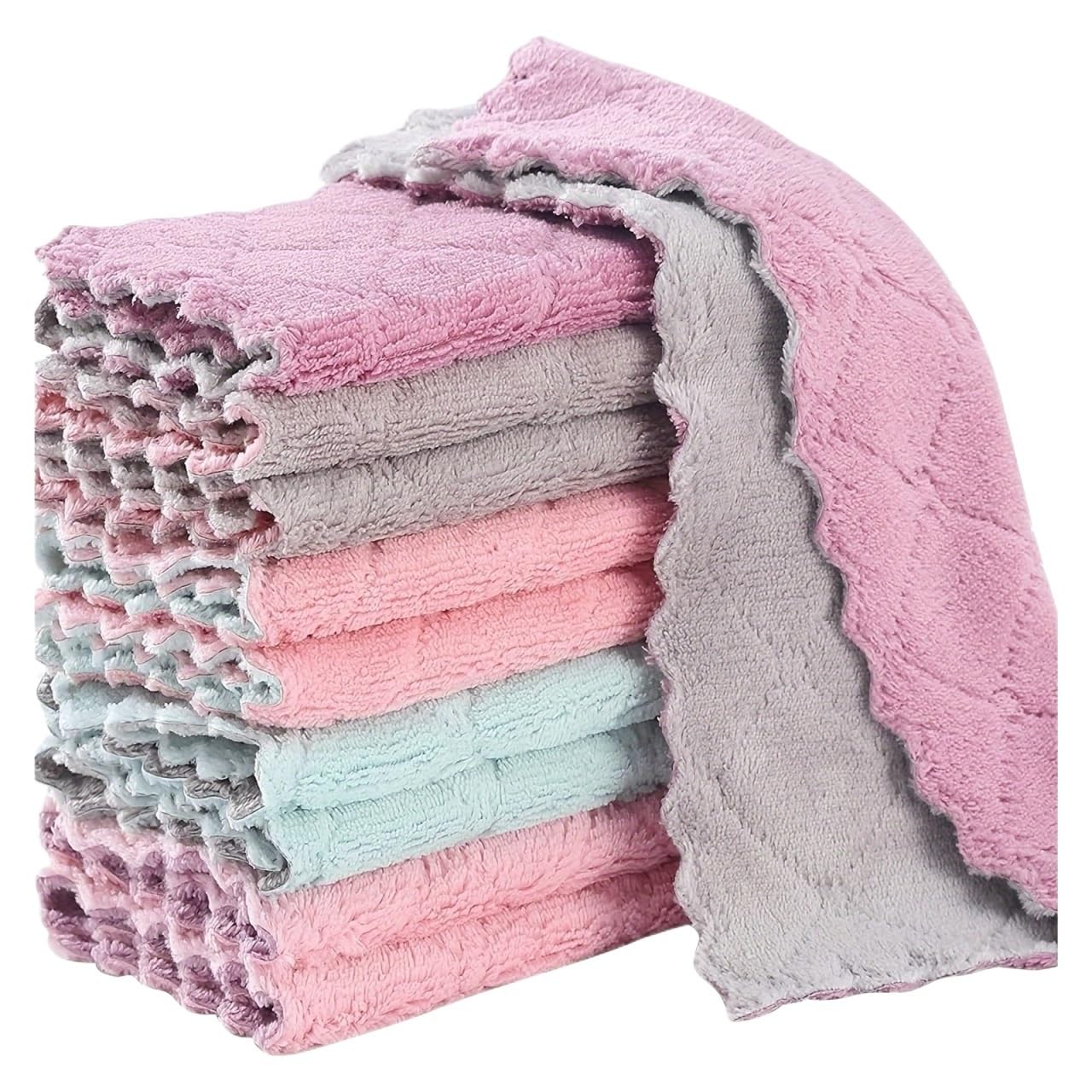 Zhangjingmin Color Random 10/20Pcs Kitchen Towels And Dishcloths Rag 9.4In*5.5In Small Dish Washing Color Assorted Varieties(20Pcs)