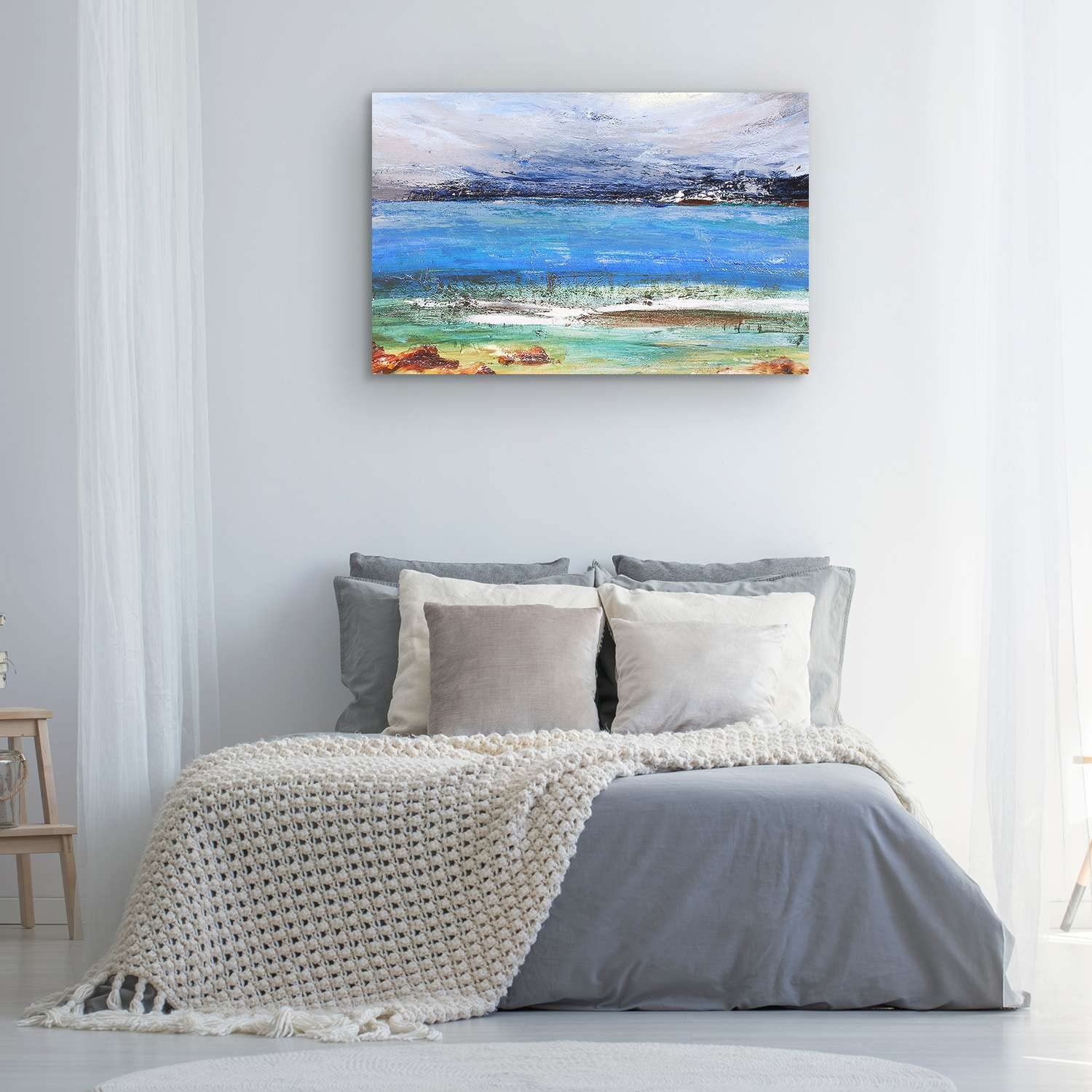 Amazon.co.jp: Startonight キャンバス ウォールアート 青い海と波の