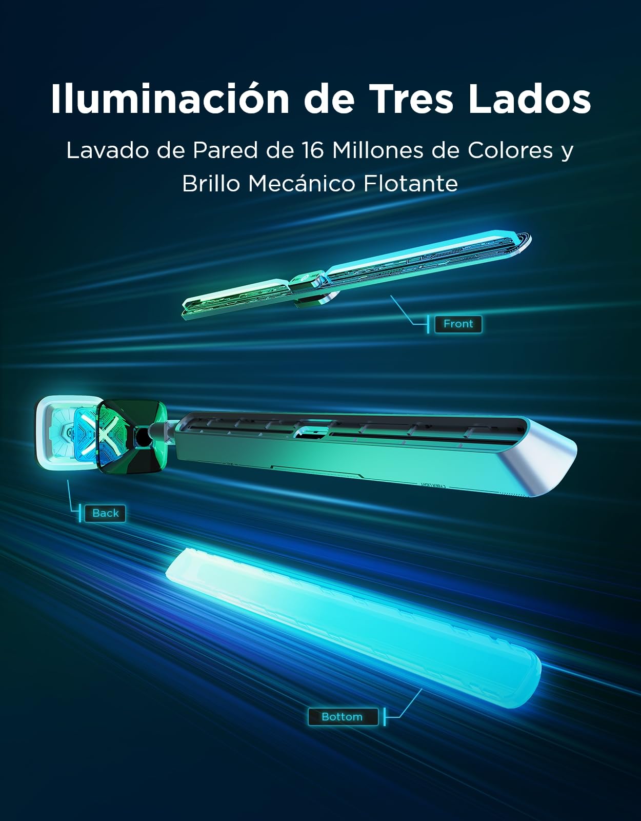Govee Gaming Barras de Luz Pro, Tiras de luces LED inteligentes para juegos de 16 pulgadas mejoradas con iluminación RGBIC de tres lados, más de 60+ de escena, compatible con Alexa y Google Home