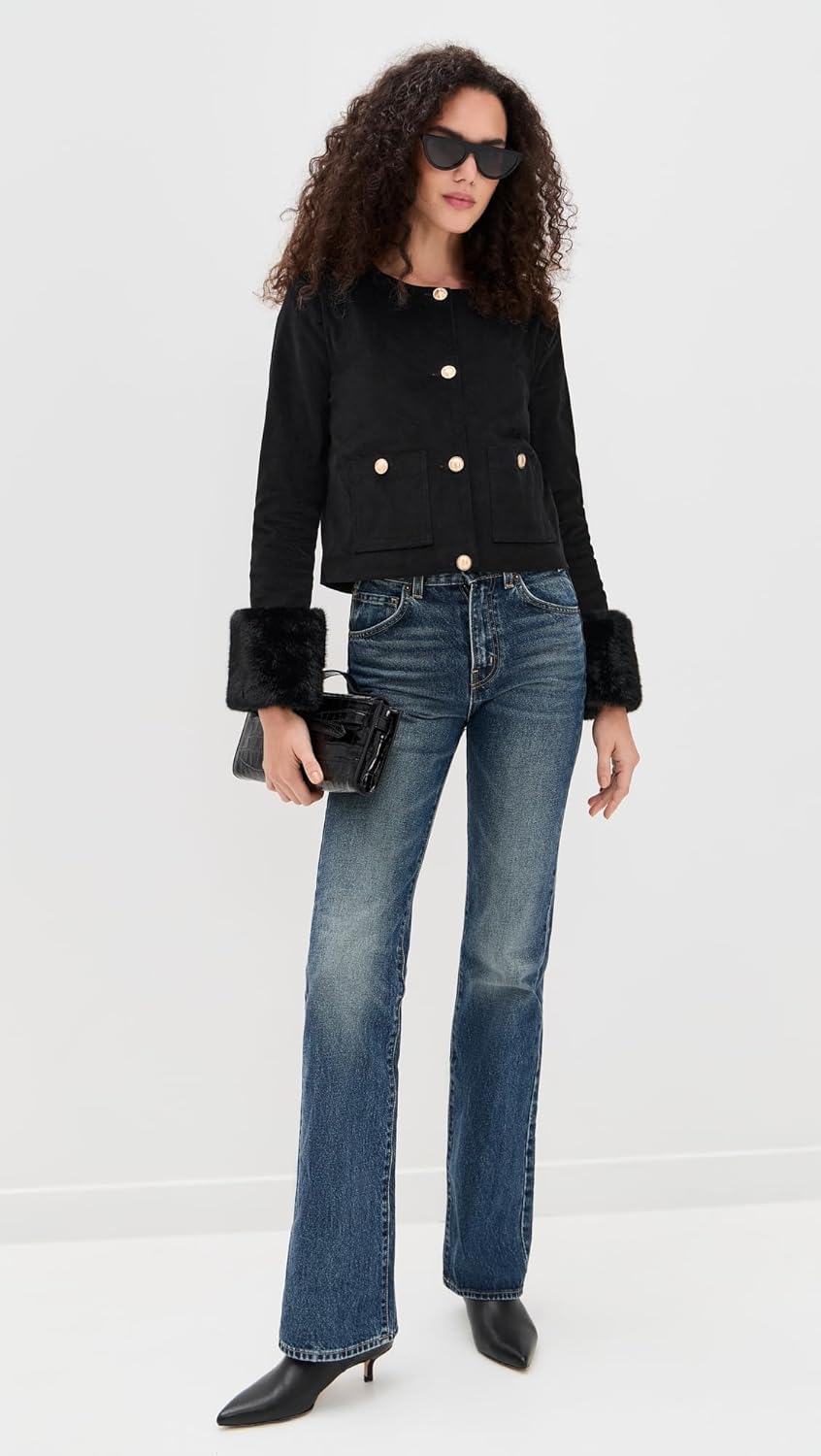 WAYF Women's Fur Trim Jacket - Image 5