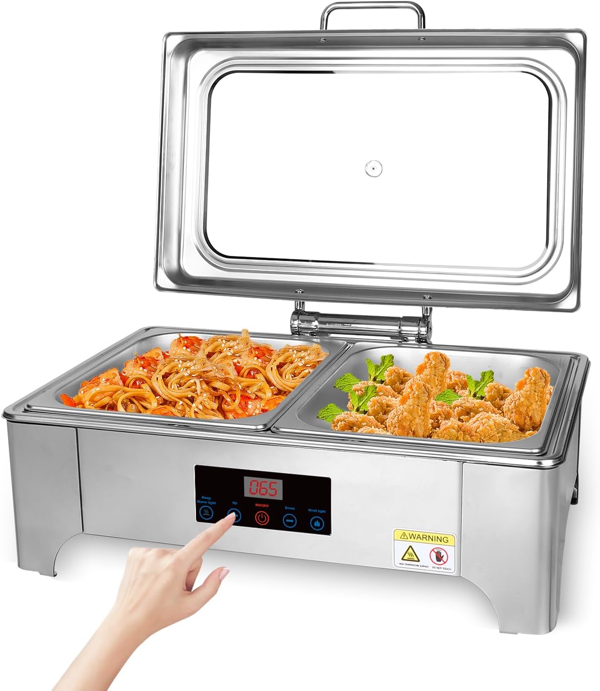 Electric Chafing Dishes Buffet Set: Stainless Steel Chaffing Server Chafer with Temperature Control (Half Size)