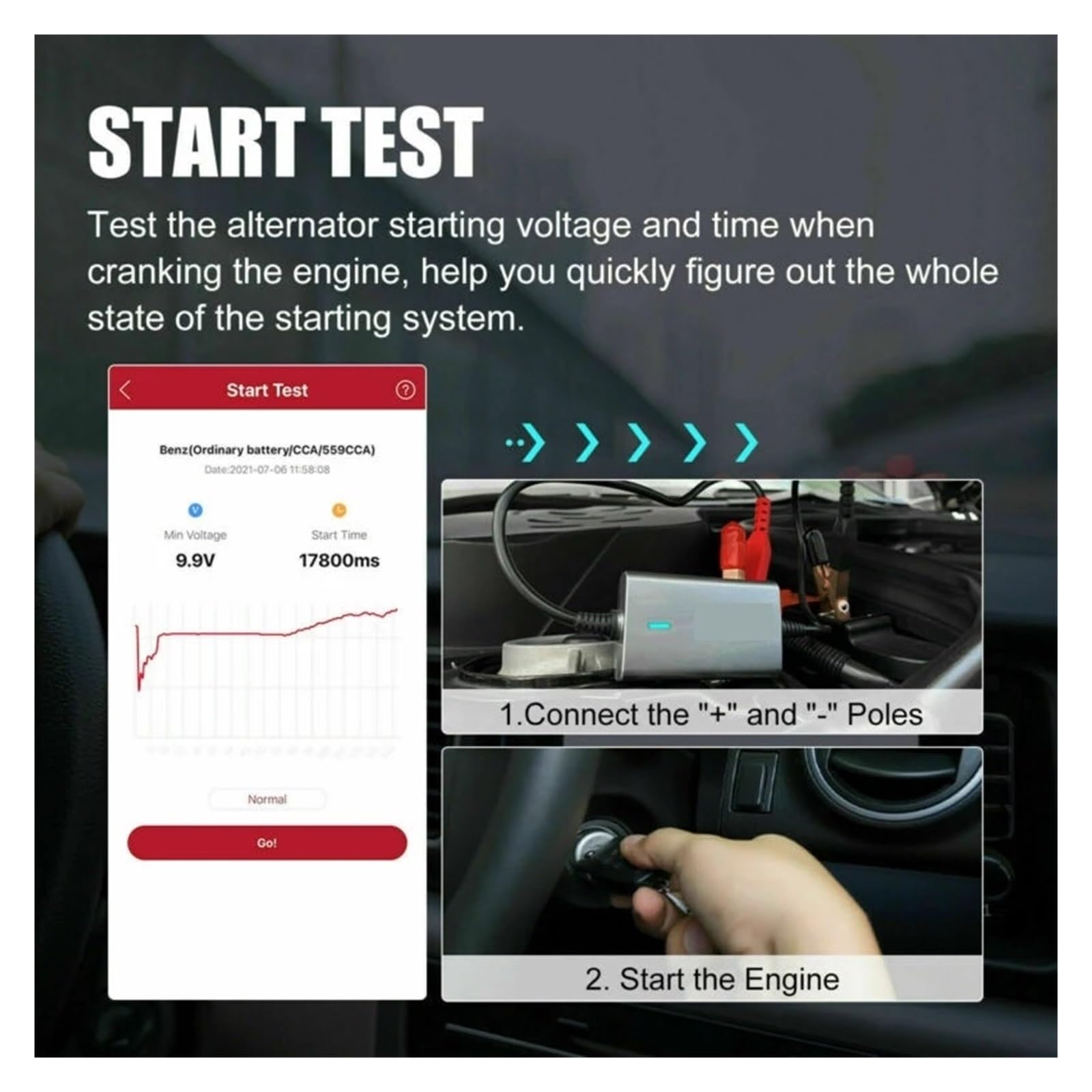 Tester Akumulatora Samochodowego Bluetooth 4.0 6V 12V 24V Akumulator 100 Do 2000 CCA Test Systemu Ładowania Rozruchu Samochodu Szybkie Dokładne Wykrywanie