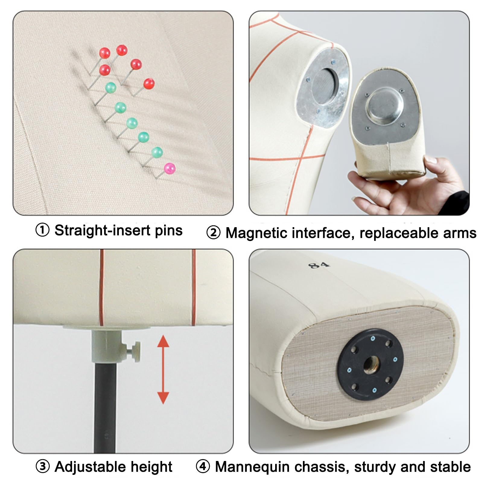 Manichini da sarta da Donna con Base Treppiede, Regolabile in Altezza, Rotazione di 360°, Stabile, Manichino da Sarto da Donna per Esposizione di Vestiti/Taglio/Pratica di Drappeggio(Large)