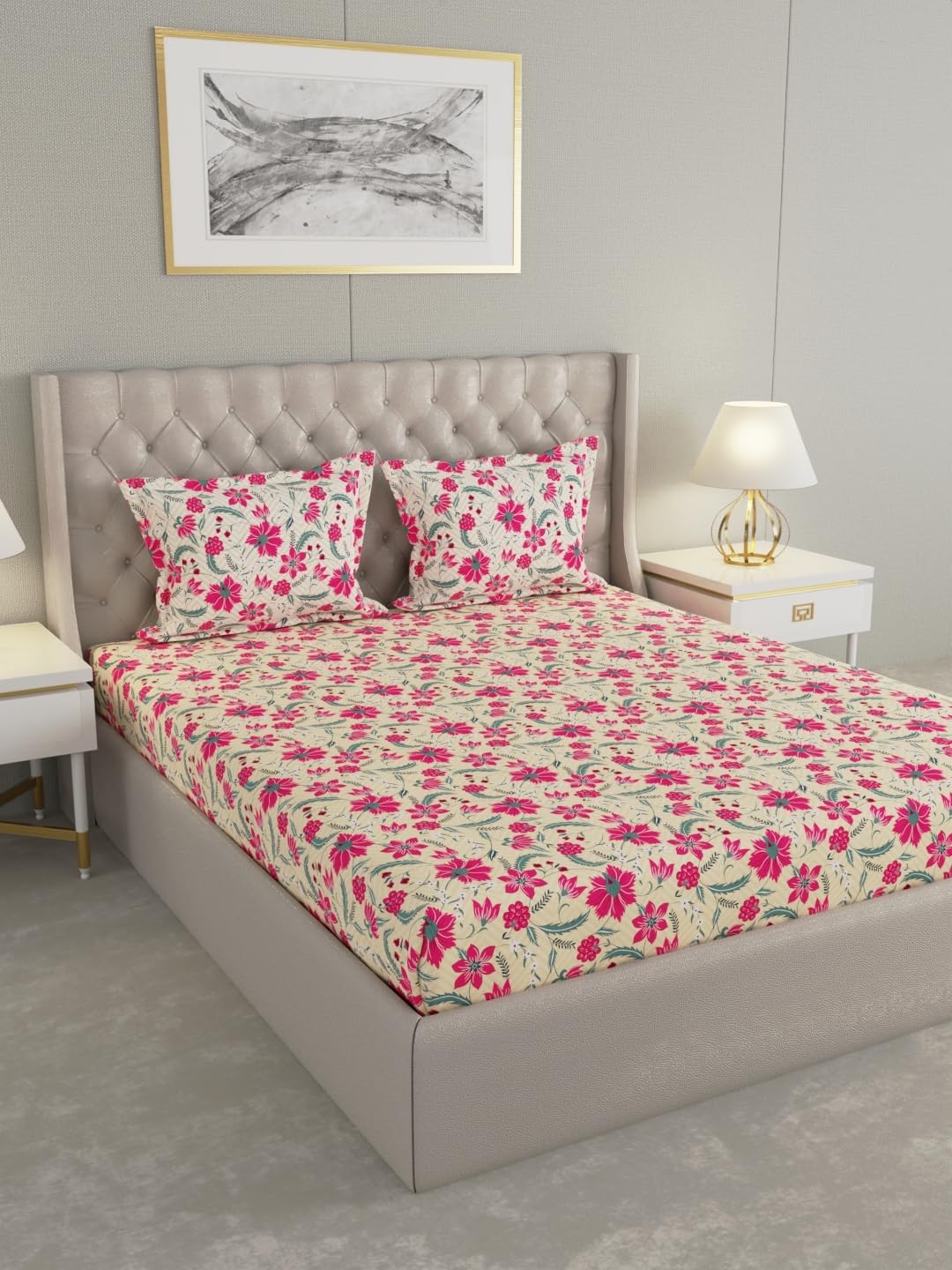 Raymond Home Shubham Double Bedsheet with 2 Pillow Covers |100% Cotton, King Sized, 210 TC | 2.74 m X 2.74 m (Red, 012242-BF01) (B0D8PZL35L) Amazon Price History, Amazon Price Tracker