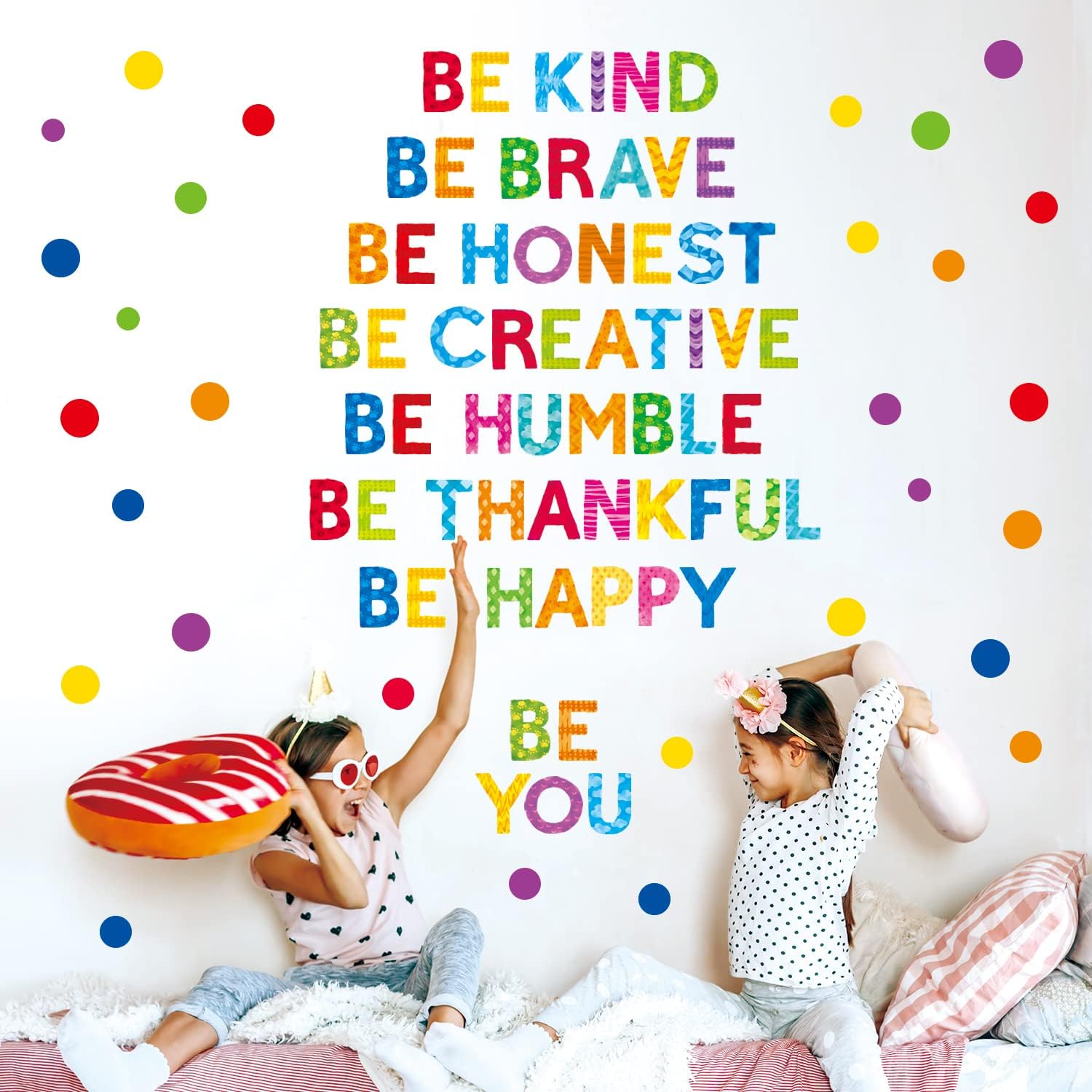 DECOWALL SG-2204 Colorful Inspirational Lettering Wall Stickers Motivational Phrases Quote Decals Dots Sticker for Kids Room Nursery Bedroom Classroom Decoration Home Decor
