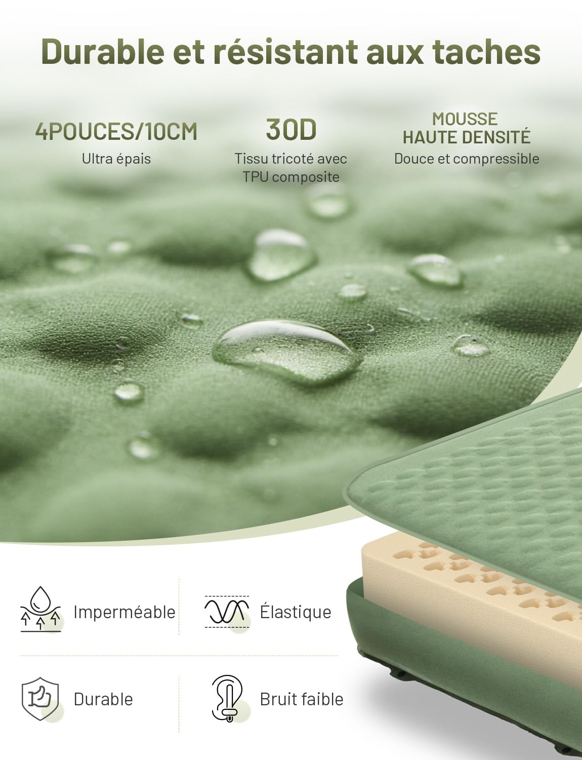 Matelas Gonflable 1 Place, Autogonflant, Pompe à Air Électrique | 10cm Épais, Pompe USB-C Gonflage 60s, Anti-Déchirure, Sangles Module, Convient Camping Randonnée Plage