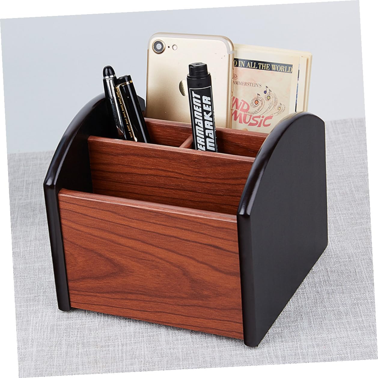 Angoily Contenitore Portaoggetti in Legno Multifunzione da Scrivania Organizer per Penne e Articoli Vari Design Effetto Legno per Ufficio Piccolo e Pratico