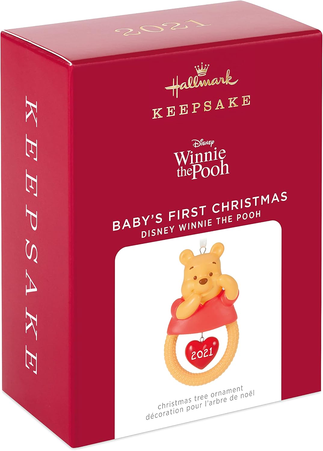 Hallmark Keepsake Christmas Ornament, Year Dated 2021, Disney Winnie The Pooh Baby's First Christmas, Porcelain