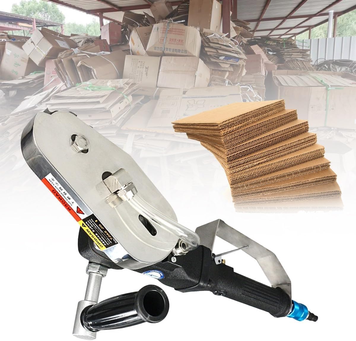 Élimination efficace des déchets de carton avec cet outil de découpage pneumatique portable