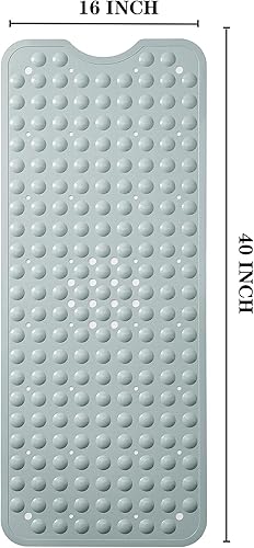 Miniatura 2 de YANZIFLY Alfombra de bañera para ducha Alfombrilla de baño de silicona suave de 16 x 40 pulgadas antideslizante con ventosas para baño para niños