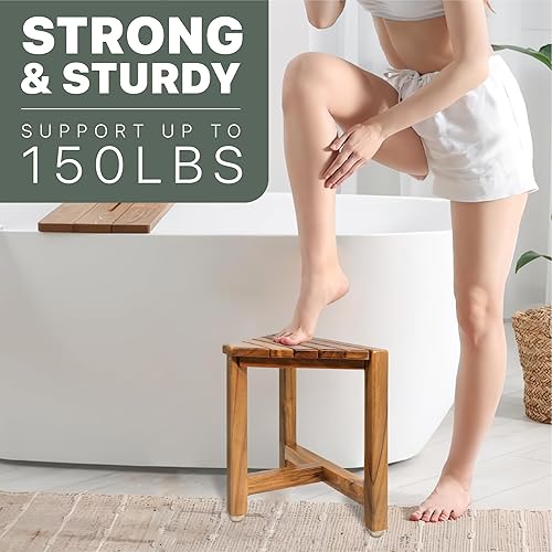 Miniatura 3 de DITAVN Reposapiés de ducha de 12 pulgadas, taburete de ducha esquinero para afeitarse las piernas, banco de baño de esquina pequeño adecuado para