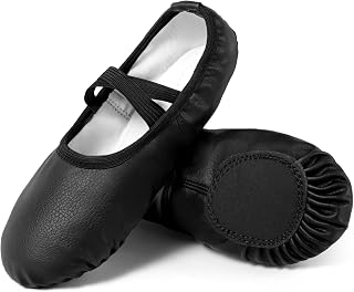 Dynadans Women Soft Leather Split Sole Ballet Slippers Yoga Dance Adult | split sole for arch control. Pre-sewn elastic, breathable lining. For ballet, yoga, barre, gym & daily practice