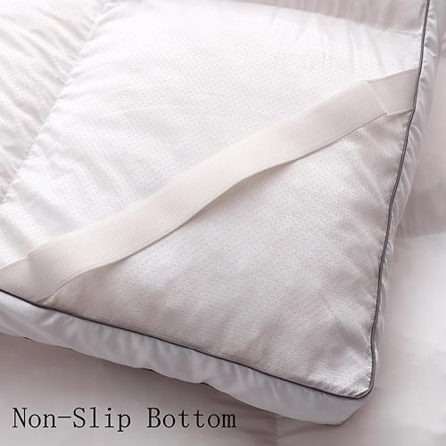 Miniatura 4 de TESIONE Cubrecolchón de espuma viscoelástica tamaño California King, parte superior de almohada con relleno de espuma viscoelástica suave y