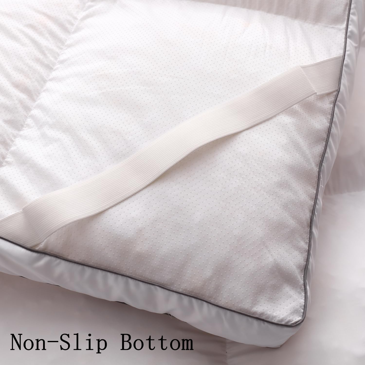 TESIONE Memory Foam Mattress Topper Full Size, Pillow Top with Breathable Soft Shredded Memory Foam Filling Mattress Pad, Non-Slip Design, 4 Elastic Straps for Enhanced Comfort and Stability