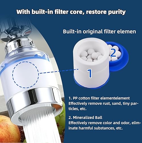 Miniatura 2 de Paquete de 3 grifos de filtro de agua para fregadero, filtro universal de fregadero de baño giratorio de 360, filtro de agua para grifo de cocina,