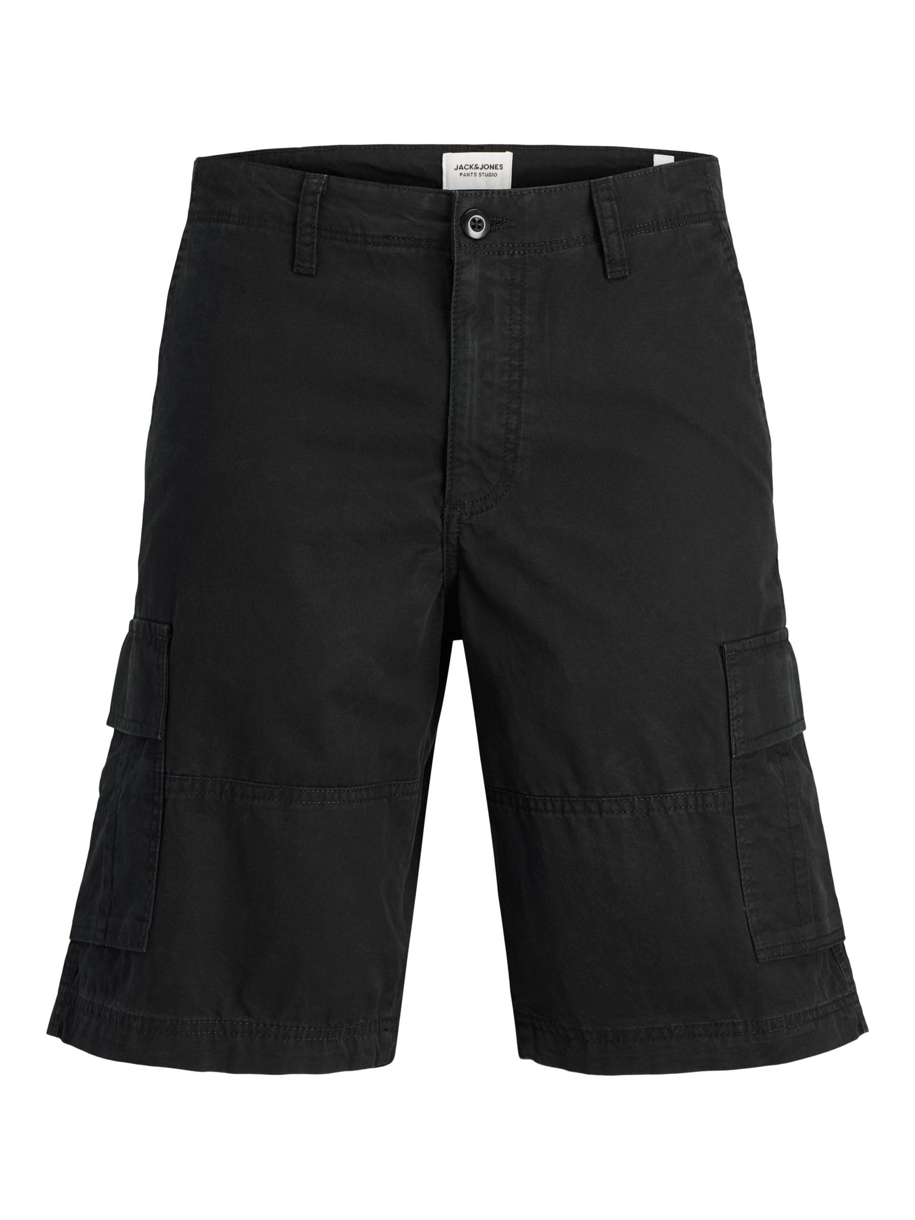JACK & JONES Men's Jpstcole Jjmateo Cargo Short Pls, Black, 34