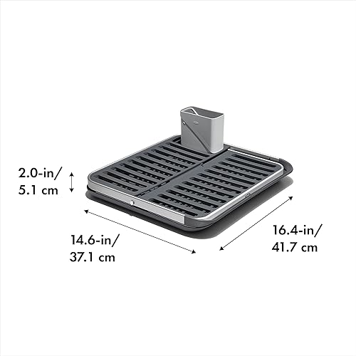 Miniatura 6 de OXO Good Grips - Escurridor de platos plano plegable de aluminio 2 niveles con escurridor para encimera de cocina plegable