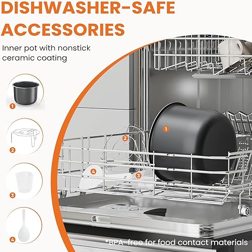 Miniatura 4 de Sweetcrispy Olla a presión eléctrica de 6 cuartos de galón 12-en-1 Cocinas multi digitales, vaporizador de arroz yogur fabricante de acero inoxidable