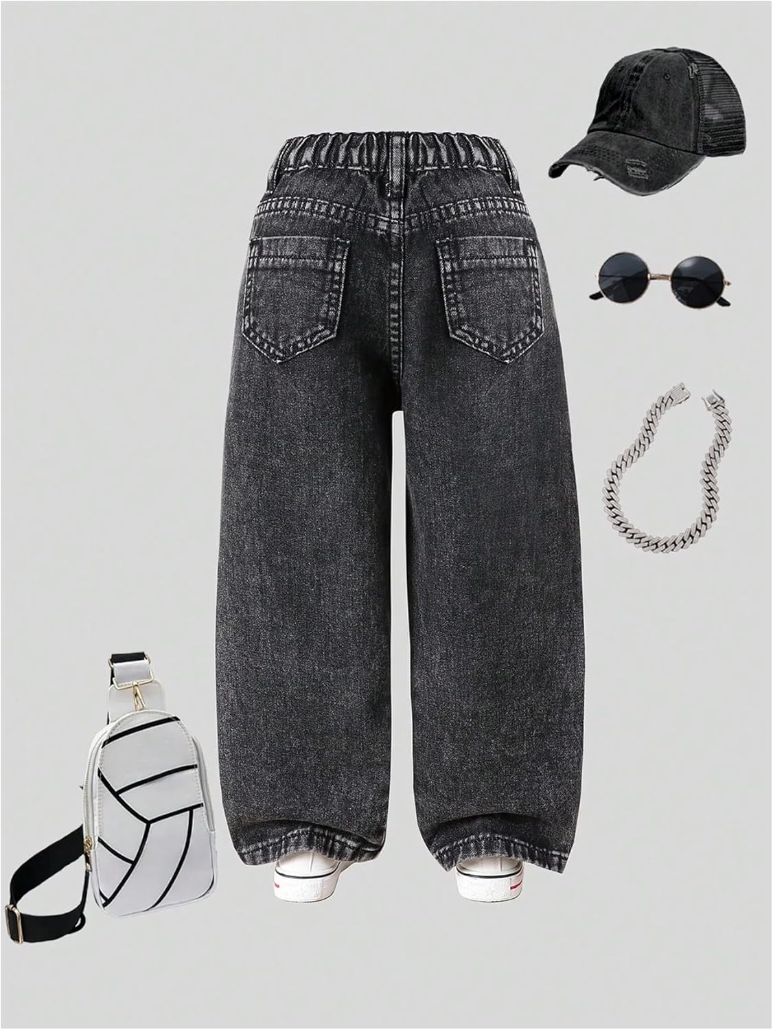 Verdusa Toddler Girl's Distressed Ripped Jean Cargo Pants Y2K Leg Denim Pants with Pockets - Image 2