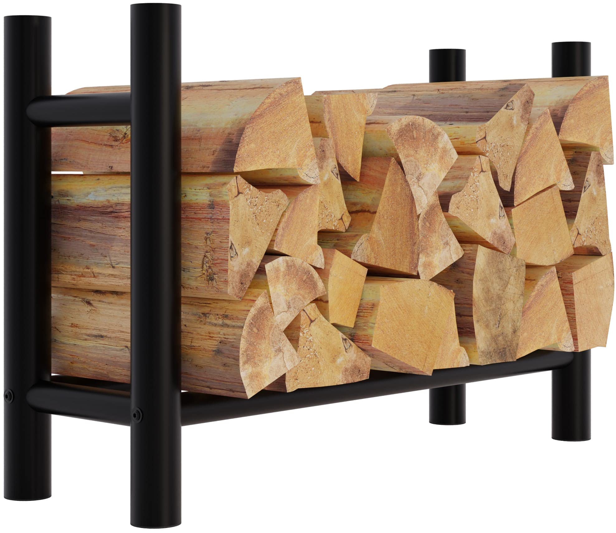 CLP Leñero De Acero Medya En Look Industrial I Soporte Para Troncos De Madera De 4 Patas Cuadradas o Cilíndricas, Tamaño:30x80x60 cm, Forma:ronda