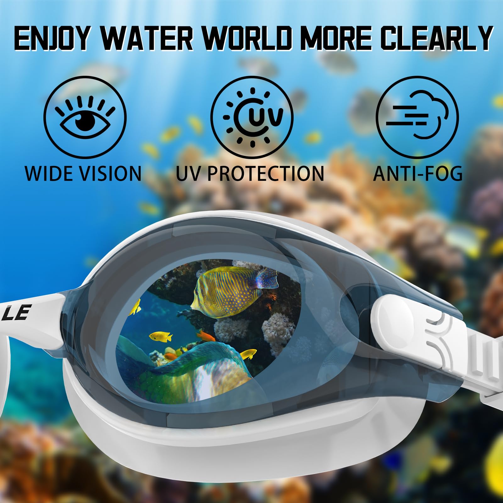 Whale Schwimmbrille HD Anti-Beschlag-Schwimmbrille für Erwachsene/Jugendliche, beide geeignet