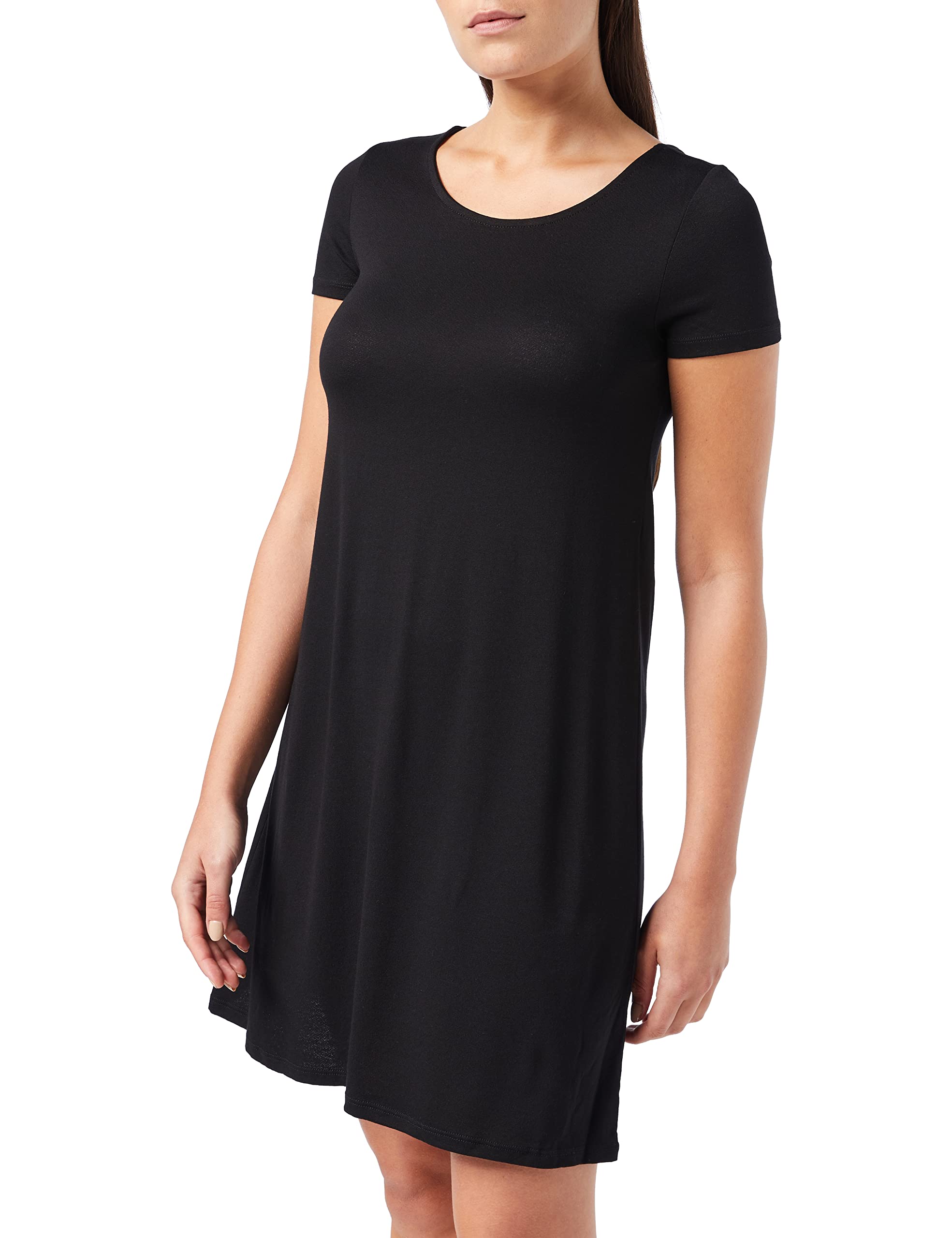 ONLY Women's Onlbera Back Lace Up S/s Dress JRS Noos, Black (Black Black), 12 (Size: Medium)