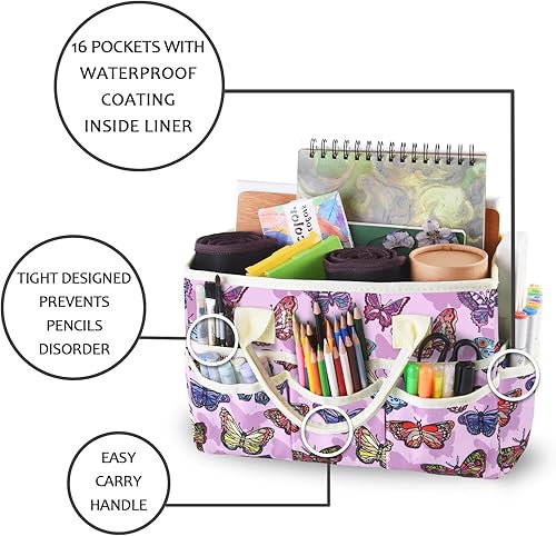 Vista 105 de qianshan Bolsa organizadora de manualidades con múltiples bolsillos, organizador grande de almacenamiento de arte con asas para arte, manualidades