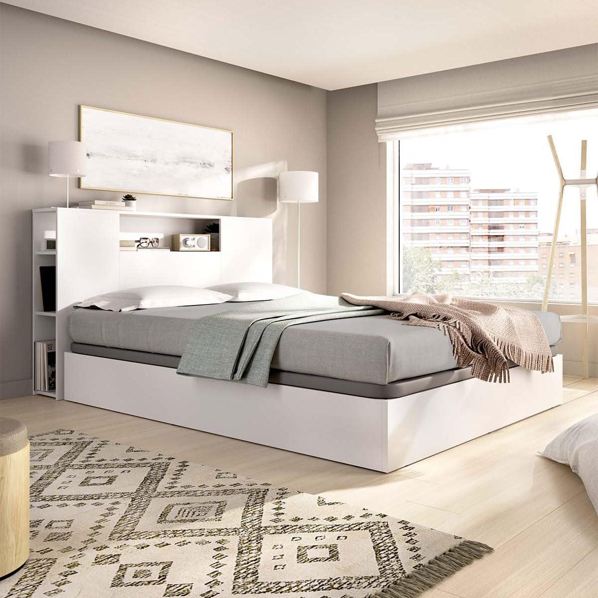 DEKIT - Pack Ahorro Dormitorio Canapé Nest con Cabezal Ten con 1 Colchón viscoelástico Nova 150 x 190 cm, Altura 20 cm