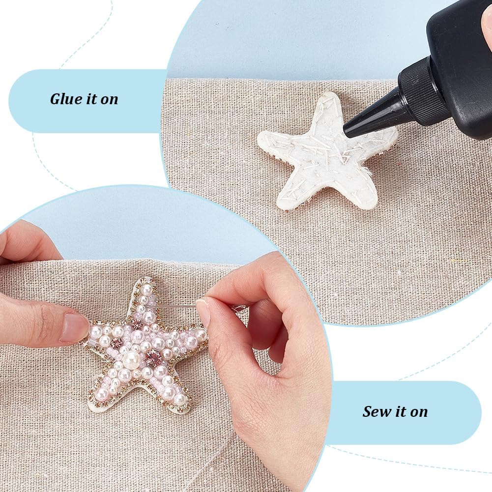 WEBEEDY 3 Styles Sea Animals Beaded Patches Pearl Applique Sewing Patches Pink Conchs Shells Starfish Shape Rhinestone Beaded Applique for Clothes Bag Pants Shoes Hats Summer DIY Accessories