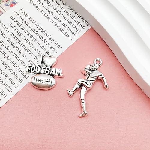 Miniatura 5 de 100pcs Antique Silver Sport Charms for Jewelry Making Alloy Football Baseball Softball Soccer Charms for DIY Crafts (SN272)