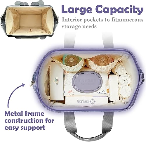 Miniatura 3 de Mochila personalizada para pañales  Bolsa de lactancia personalizada para mamá con nombre casual Daypack Bolsa de viaje, Bolsa de pañales-15,