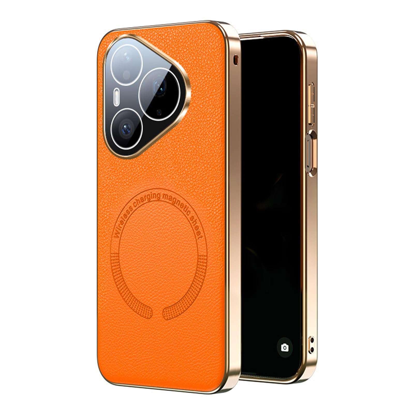 MFAOSHI Leather Case for Huawei Pura 90 Pro Max/90 Pro/90, Slim Luxury Business Electroplated Case All-inclusive Lens Protection Cover