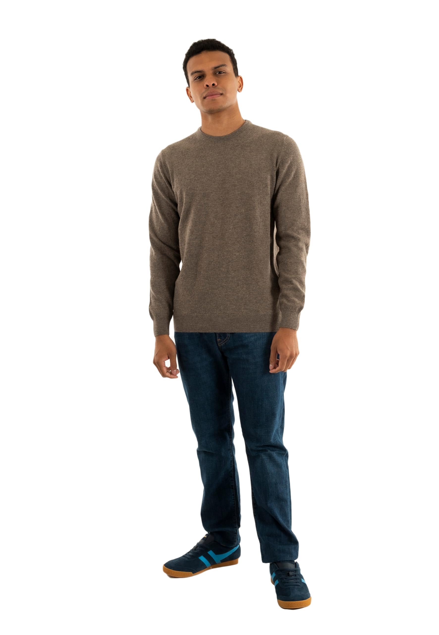 Barbour Men's Brown Essential Lambswool Crew Neck Winter Sweater St71 Dark Stone, Xl