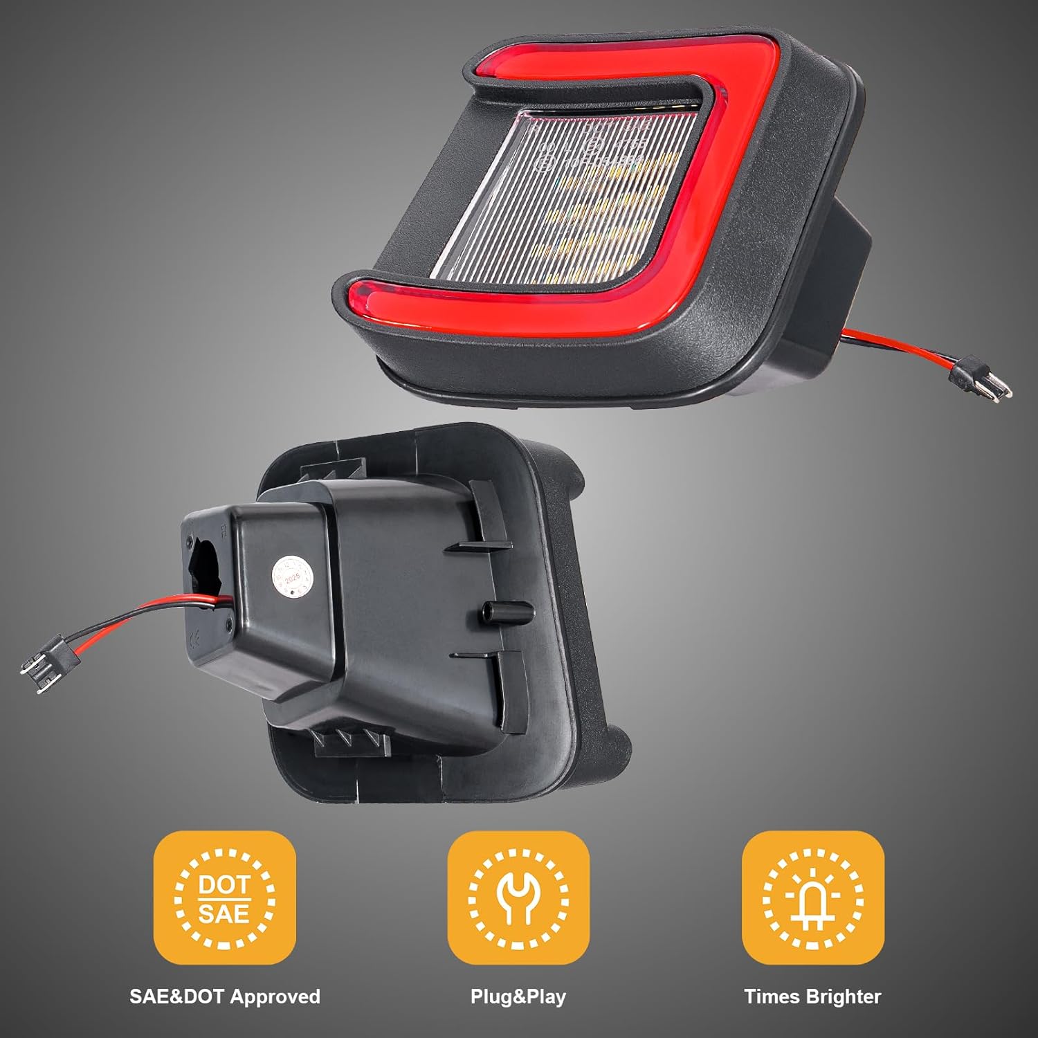 LED License Plate Light Tag Lights Compatible with 2003-2018 RAM 1500 2500 3500 Pickup Truck,Clear Lens Red LEDs,Rear Tag Lamp Replacement,2 PCS