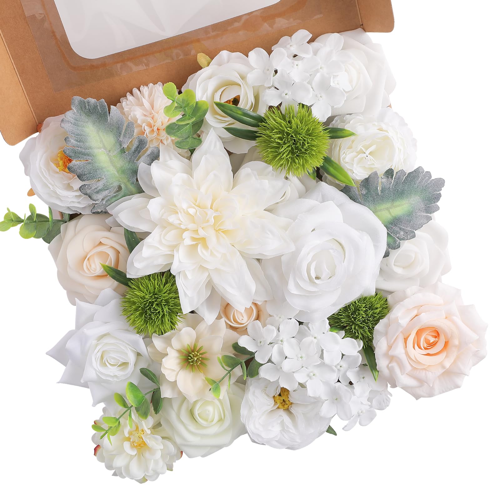 Floweroyal Artificial Flowers Fake Rose Flowers Dahlia with Stems for DIY Wedding Bridal Bouquets, Baby Shower, Floral Arrangement, Table Centerpieces, Home Decorations