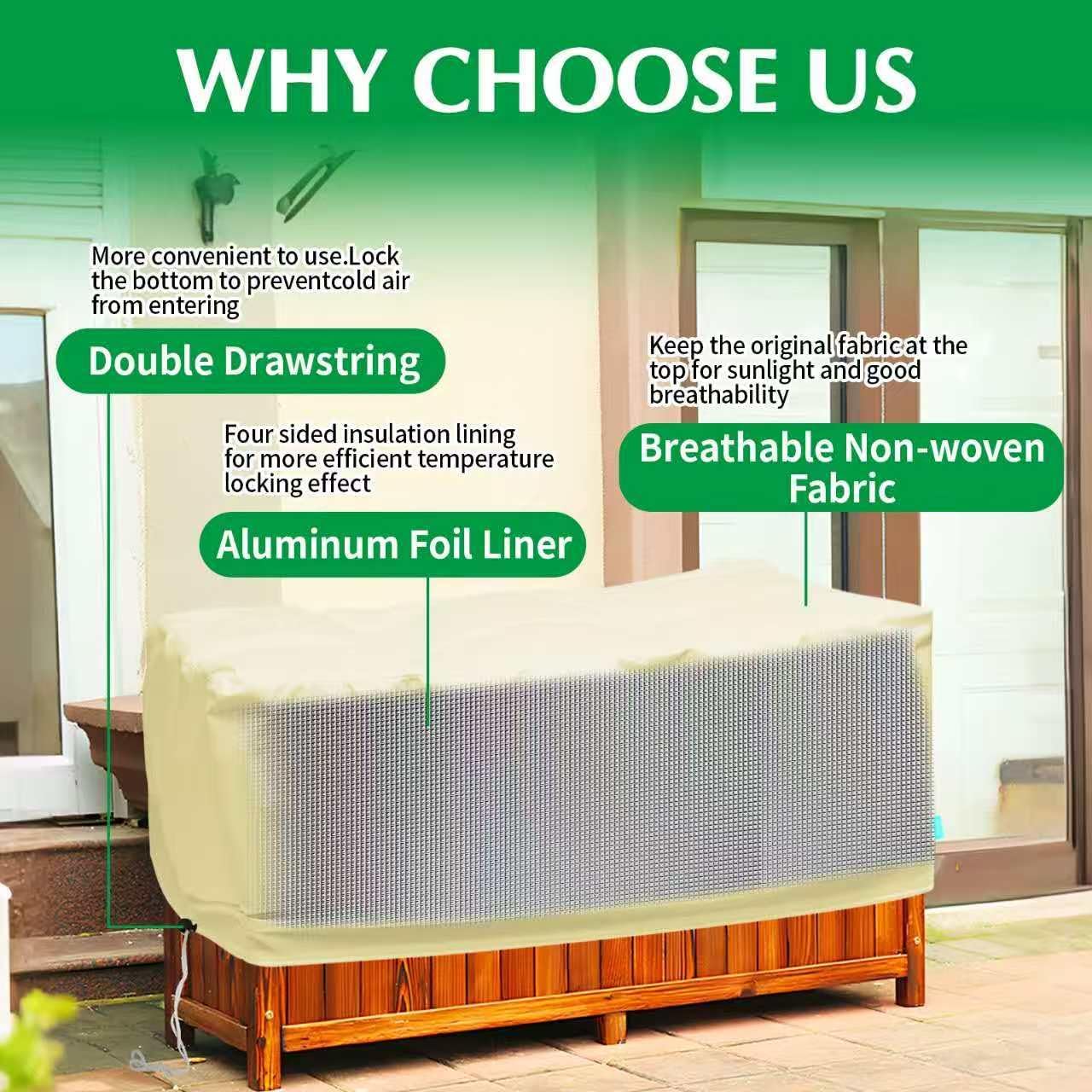 2 Pack 59" x 35" x 17" Upgraded Insulation Raised Garden Bed Cover with Thermal Aluminum Film Liner, Rectangular Plant Covers Freeze Protection Outdoor Winter Plants Frost Covers Blanket